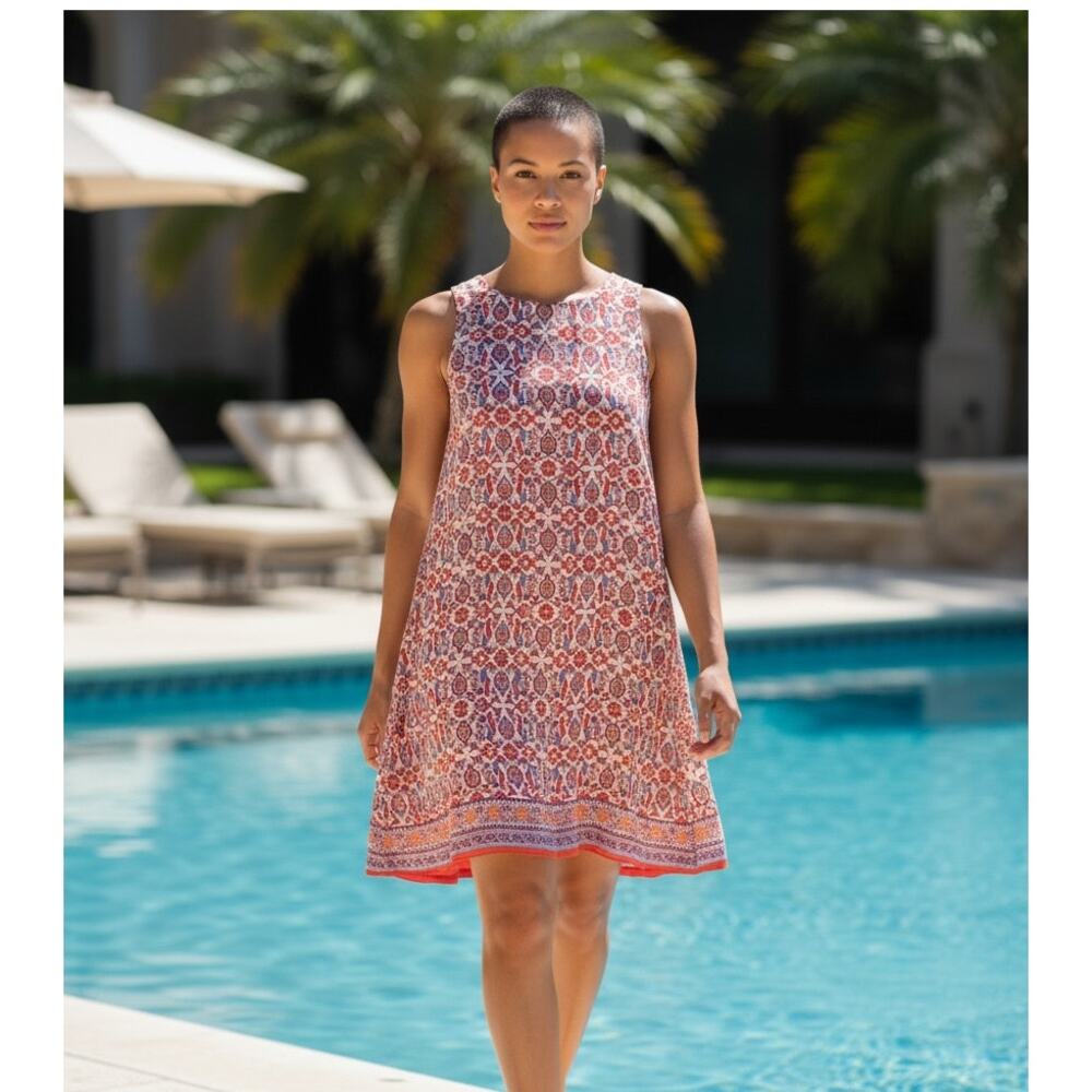 Max Studio Paisley Sleeveless Swing Mini Dress Large